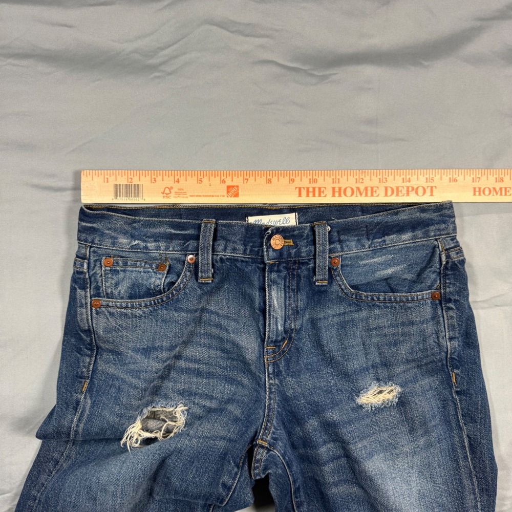 Madewell Boyjean Cropped Jeans Women's 26 Distressed Medium Wash Raw Hem - Picture 6 of 11